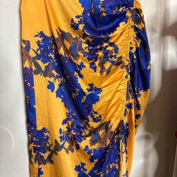 All Saints Asymmetrical Yellow and Blue Floral Skirt - Picture 5 of 7